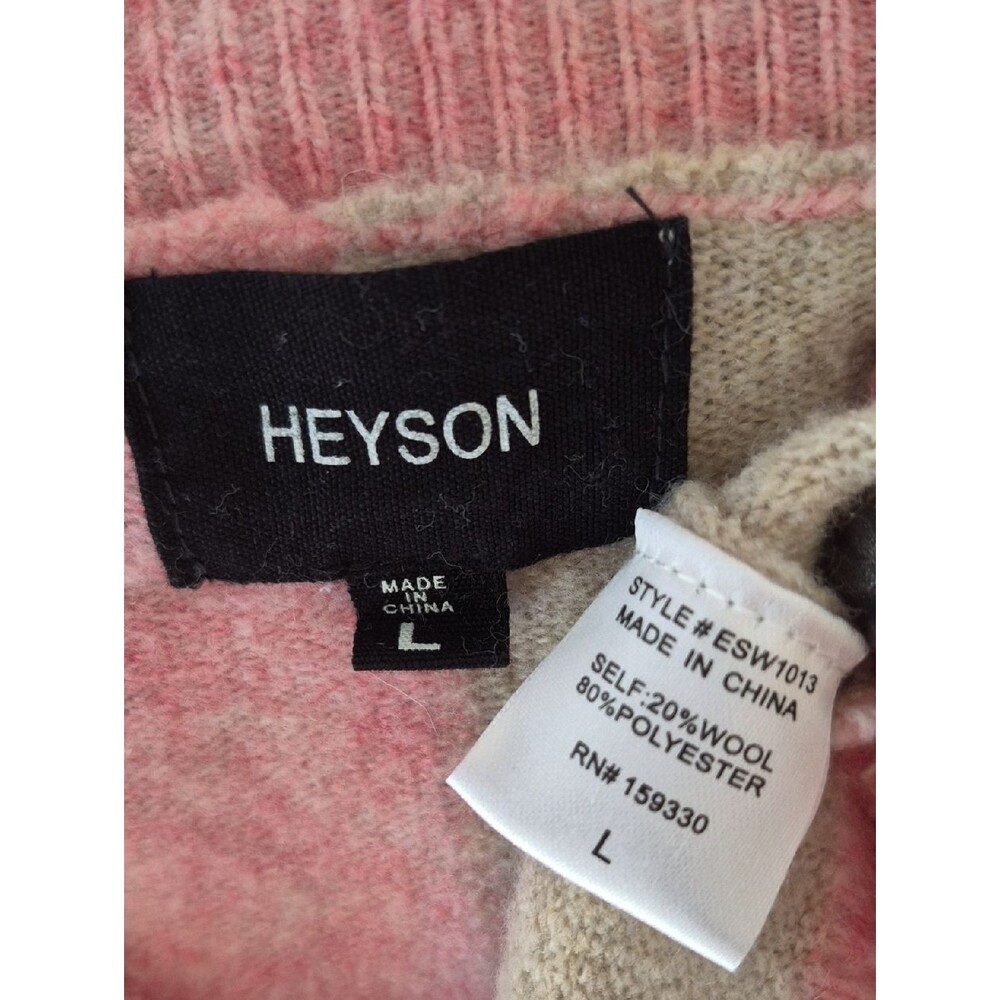 Heyson two tone Pink & Cream sweater 20% Wool - Picture 7 of 16